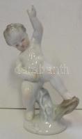 Herendi porcelán kézzel festett puttó szobor / Herend handpainted chinaware boy 18 cm