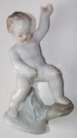 Herendi porcelán kézzel festett puttó szobor / Herend handpainted chinaware boy 18 cm