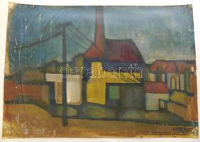 Váradi I.: Utcarészlet, olaj-papír, jelzett, kartonlapra ragasztva 61x86cm
