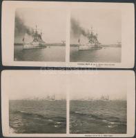 1918 Blücher német páncélos és a német flotta 2 db sztereófotó / 2 Stereo photos of the German navy fleet incl "Blücher"
