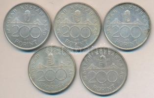1993. 200Ft Ag "MNB" (5x) T:2-