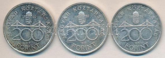 1992. 200Ft Ag "MNB" (3x) T:2