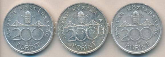1992. 200Ft Ag "MNB" (3x) T:2
