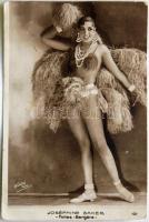 cca 1930 Josephine Baker hátoldalt aláírt fotólap (vágott) / Josephine Baker autograph signed photo-card (cut)