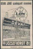 Bp. VIII. ker Dévai Jenő órás javítási bárcája