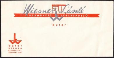 Wiesner László lakberendező díszes dombornyomott boríték