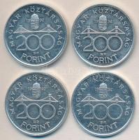 1992. 200Ft Ag "MNB" (4x) T:2+,2