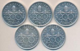 1992. 200Ft Ag "MNB" (5x) T:2+,2