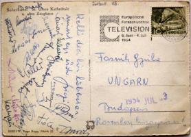 1954 Az Aranycsapat által aláírt képeslap a Labdarúgó VB-ről