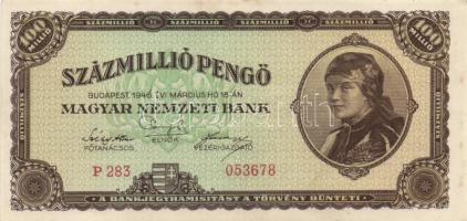 1946. 100.000.000P (3x) eltérő színváltozatok is + 100.000.000MP T:II