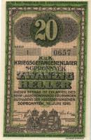 Sopronnyék/hadifogolytábor 1916. június 16. 2f + 20f T:II,I