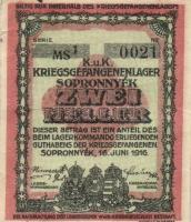 Sopronnyék/hadifogolytábor 1916. június 16. 2f + 20f T:II,I