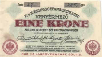 Kenyérmező/hadifogolytábor 1916. január 15. 1K kézzel írt sor-és sorozatszám + 2K kézzel írt sor-és ...