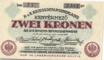 Kenyérmező/hadifogolytábor 1916. január 15. 1K kézzel írt sor-és sorozatszám + 2K kézzel írt sor-és ...