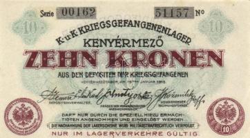 Kenyérmező/hadifogolytábor 1916. január 15. 1K kézzel írt sor-és sorozatszám + 2K kézzel írt sor-és ...