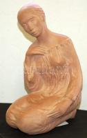 Mecseki Hargita (1944): Mázatlan égetett kerámia női szobor / Ceramic statue 27 cm