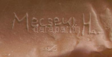 Mecseki Hargita (1944): Mázatlan égetett kerámia női szobor / Ceramic statue 27 cm