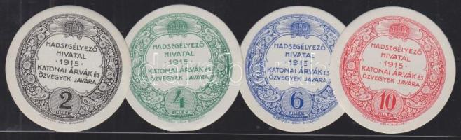 Budapest 1915. "Hadsegélyező Hivatal-Katonai Árvák és Özvegyek Javára" 2f + 4f + 6f + 10f teljes sor! T:I
