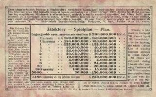 1926. "Sorsjegy a Hadviseltek Üdülő Otthona javára" 10.000K értékben T:III+