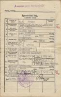 Zászlós Igazolványi lapja és személyi adatai (1934.II.) Ugyanaz orosz hadifogságból hazatért százados 1947. évi kitöltött kérdőíve