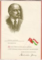 Emléklap 25. éves párttagság alkalmából Kádár Jánostól