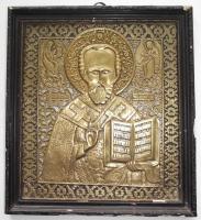 XIX. sz eleje: Orosz réz ikon keretben / XIX. century Russian copper-alloy icon 25x27 cm