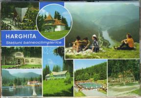 15db Nagyalakú modern városképes postatiszta képeslap, közte kép a Hargitáról, 1db használt