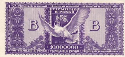 1946. 10.000.000B-Pengő elő- és hátlapon képeltolódások + lemezhiba T:I