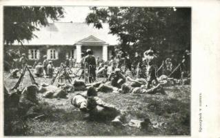 Első világháborús lengyel katonák, pihenő, WWI military Polish army, resting soldiers