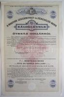 1945. "Magyar Leszámítoló és Pénzváltó Bank" 7 1/2%-os záloglevele 500$-ról, magyar és angol nyelven sorszám és aláírás nélkül, lyukasztással érvénytelenítve