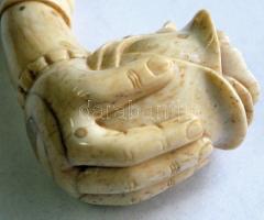 Antik angol faragott elefántcsont pipa kézben tartó tulipán / ivory pipe 5x15 cm-s