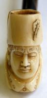 Napóleont ábrázoló antik angol faragott elefántcsont pipa / ivory pipe 5x15 cm