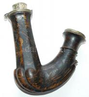 Nagy bosnyák tajtékpipa jelzett ezüst szeredikkel PA jelzéssel / pipe 15x16 cm