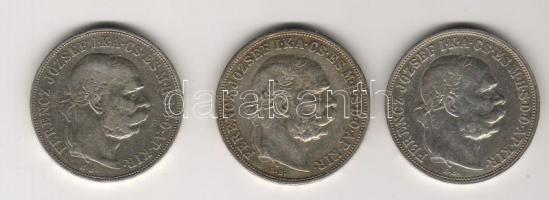 1900,1907,1909 5K 3klf db ezüst T:3,3+ kis p.h