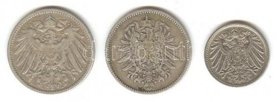 Német Birodalom/Császárság 1887A 1M Ag + 1893A 1M Ag + 1898. 5Pf T:3
German Empire 1887A 1 Mark Ag +...
