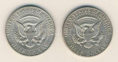 USA 1968D. 1/2$ Ag "Kennedy" (2x) T:2- USA 1968D. 1/2 Dollar Ag "Kennedy" (2x) C:VF