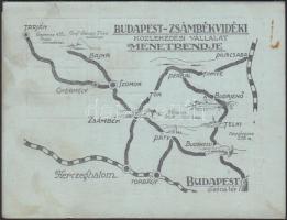 1933-as Budapest - Zsámbékvidéki Közlekedési Vállalat kihajtható menetrendje kis térképpel