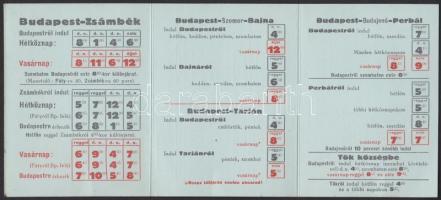 1933-as Budapest - Zsámbékvidéki Közlekedési Vállalat kihajtható menetrendje kis térképpel