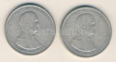 1930. 5P Ag "Horthy jobbra" (2x) T:3