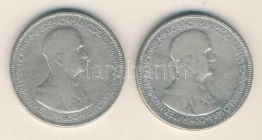 1930. 5P Ag "Horthy jobbra" (2x) T:3