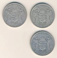 1930. 5P Ag "Horthy jobbra" (3x) T:3