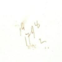 XIX. századi sorszámozott kézzel festett porcelán tálca, sérült réz fonatba foglalva/ in 19. century...