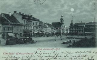 1899 Kolozsvár main square with city railway