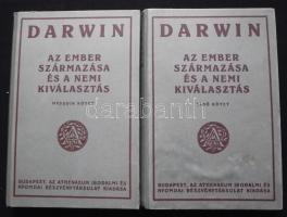 1923 Charles Darwin: Az ember származása és a nemi kiválasztás I-II. kötet, Atheneum Nyomda kiadása, Bp., kiadói félvászon kötésben, szép állapotban