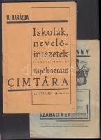 1934-1942  3dv nyomtatvány: Iskolák , nevelőintézetek címtára; postakönyv, fejléces postai hivatalos...