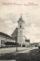 Gyergyószentmiklós Kossuth square, church