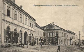 Gyergyószentmiklós Kossuth square with the tobacconist shop of Lázár (fl)