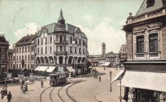 Nagyvárad Bémer square, Poynár palace, tram