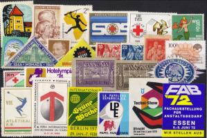 25 db magyar és külföldi levélzáró, segélybélyeg régi és modern