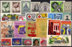 25 db magyar és külföldi levélzáró, segélybélyeg régi és modern